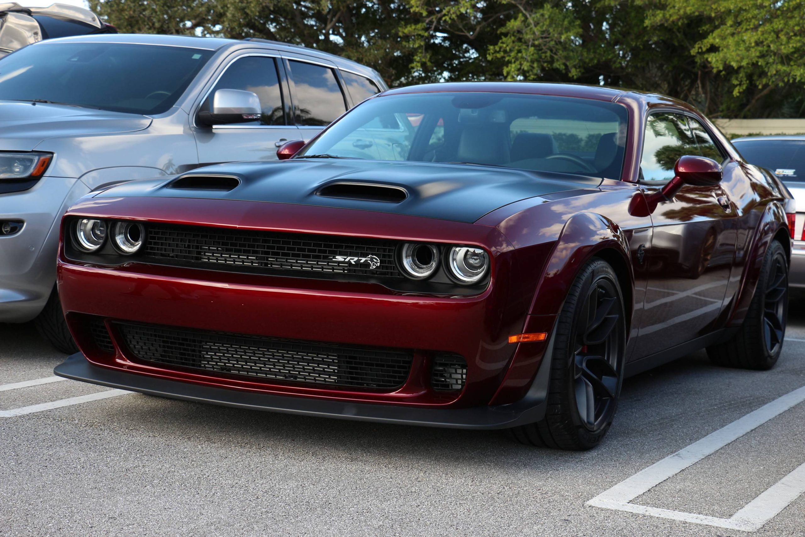 Dodge Hellcat Widebody in the most beautiful maroon color I’ve ever seen