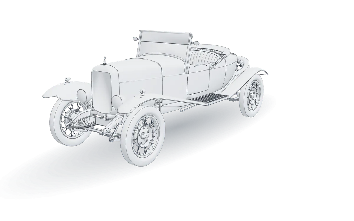 Alvis 1925 roadster, drawn in ink