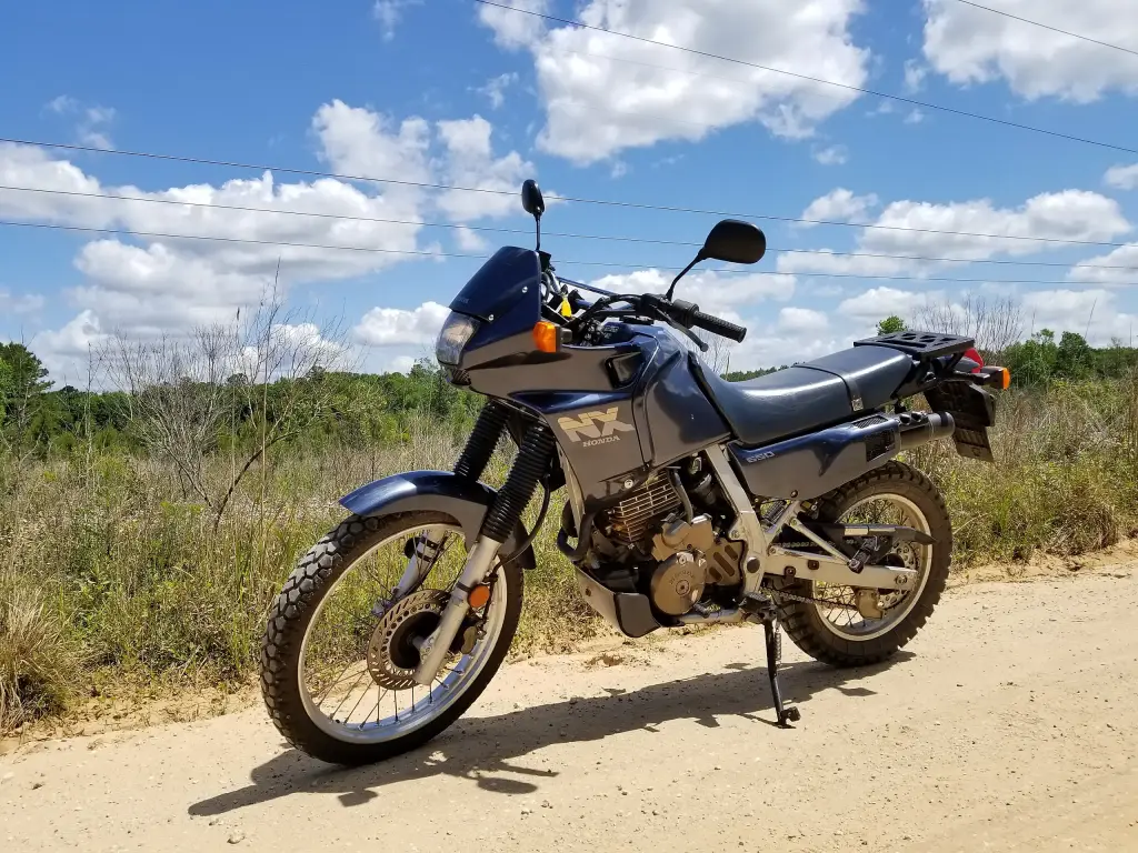Honda NX650 Dominator on a trail
