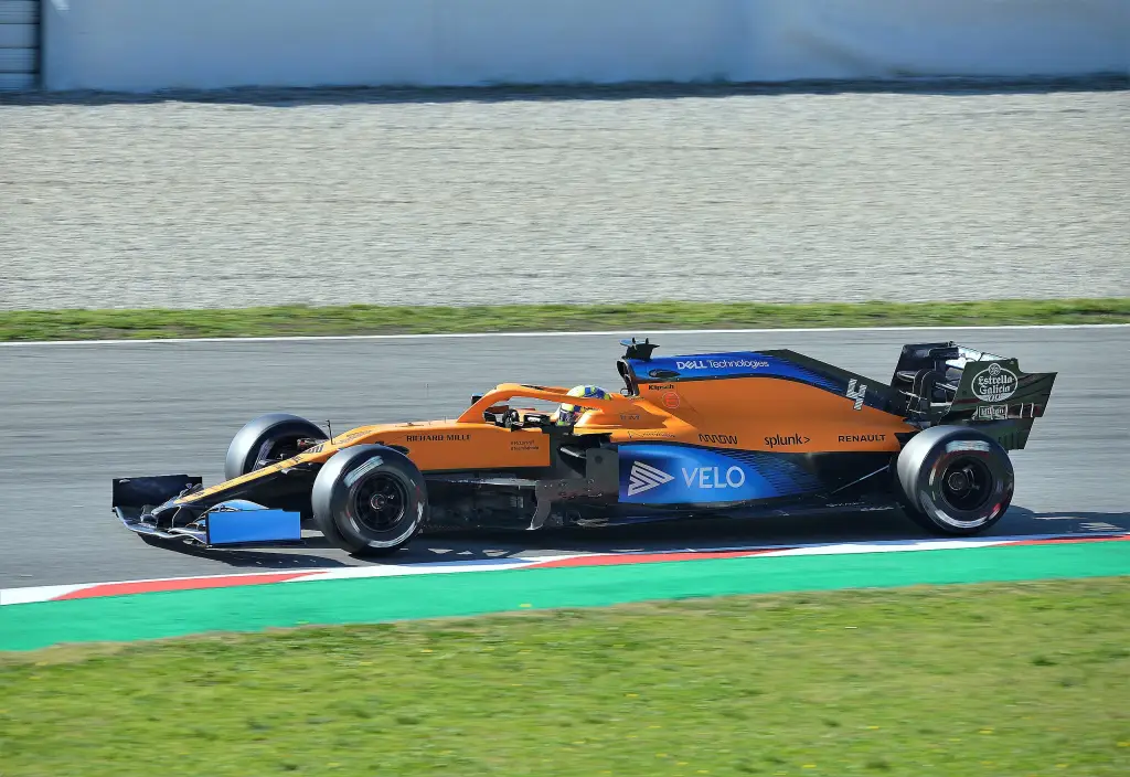 Lando Norris driving a McLaren MCL35