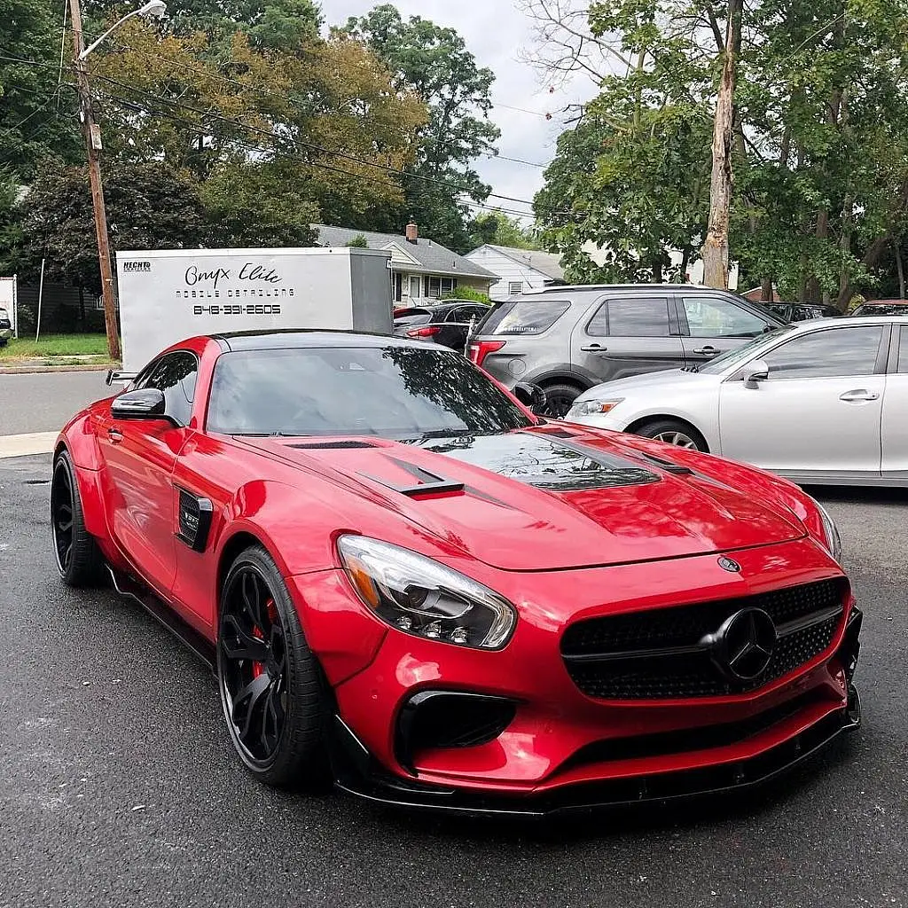 Red Mercedes-AMG GT at a car meet