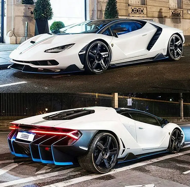 White Lamborghini Centenario, two photos
