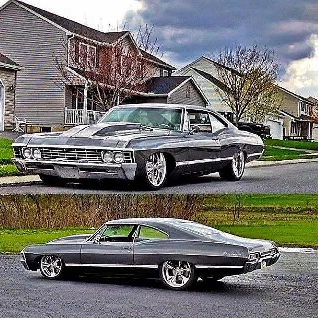 Grey Chevrolet Impala hardtops, two views