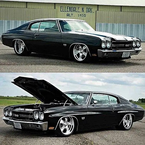 Black Chevelle with the hood open