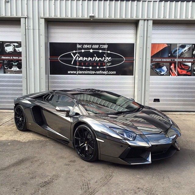 Jay @Marbek on Instagram: “Chrome black Aventador is completed by @yiannimize and ready to go to Lamborghini London with  @rue175 and @refusenish. Full wrap with Tron…”