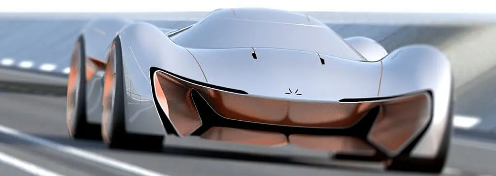 White Le Mans style concept racer, front view