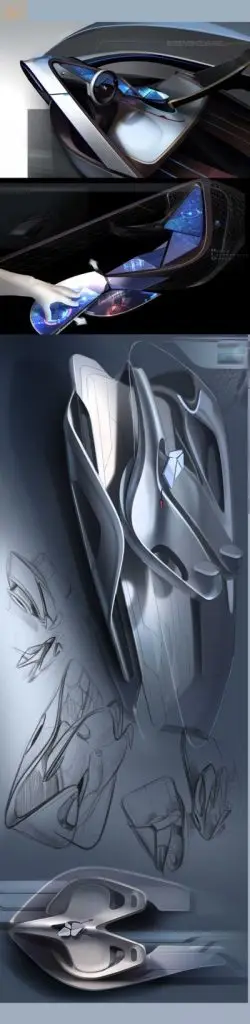 Concept car sketches and interior details