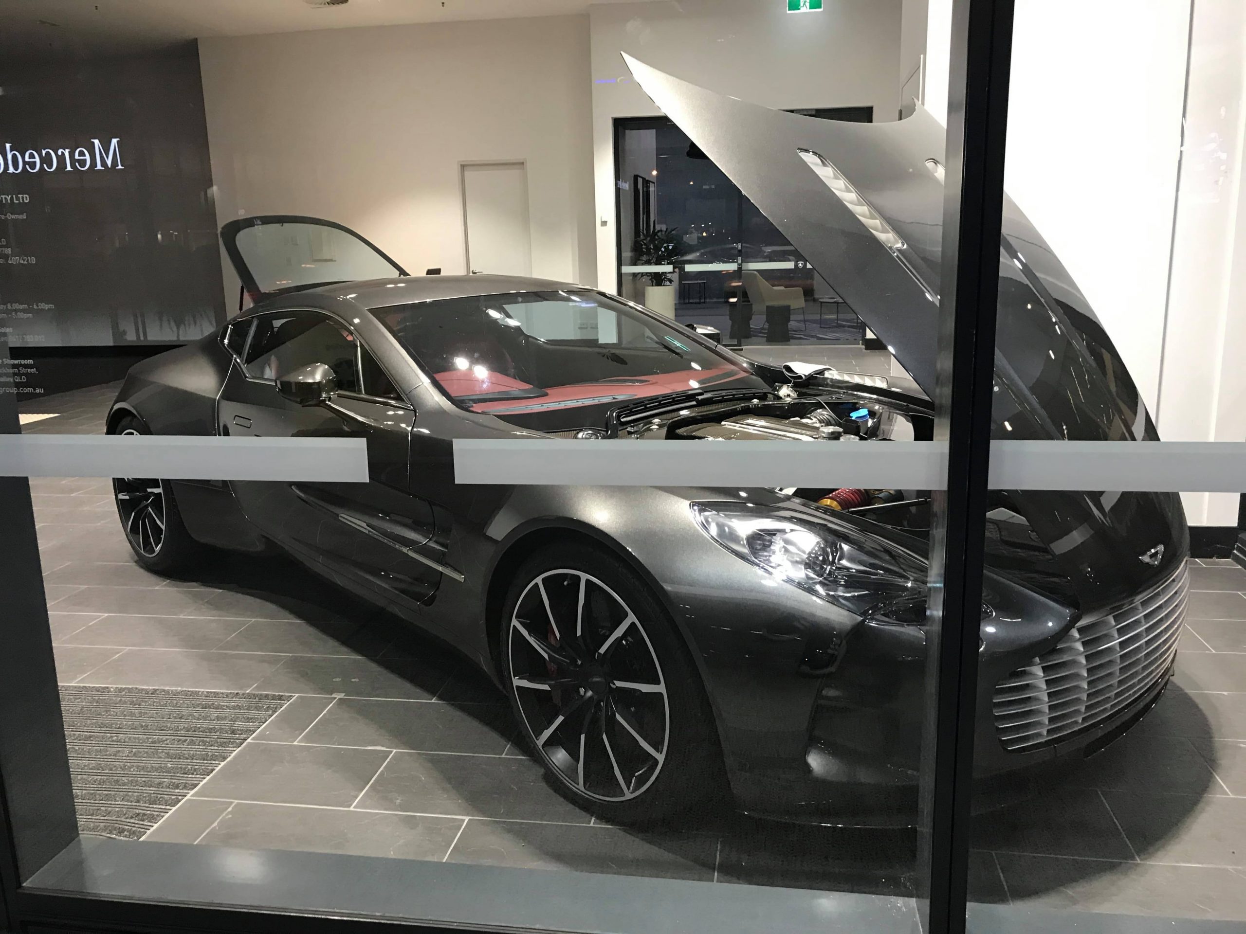 Was taking a walk through Brisbane AU, Happened to find this Aston Martin One 77 at a dealership with only 77 built with only one in Australia that I am aware of. Absolutely crazy chances and a beautiful car!