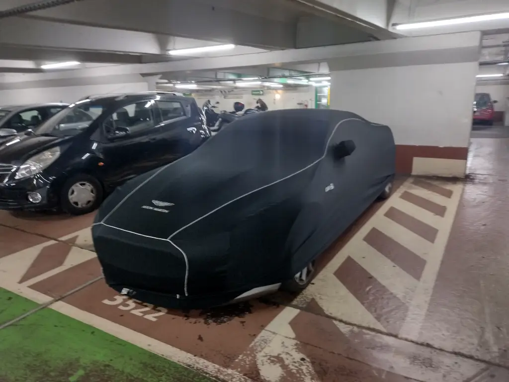 Aston Martin DB9 parked in Paris
