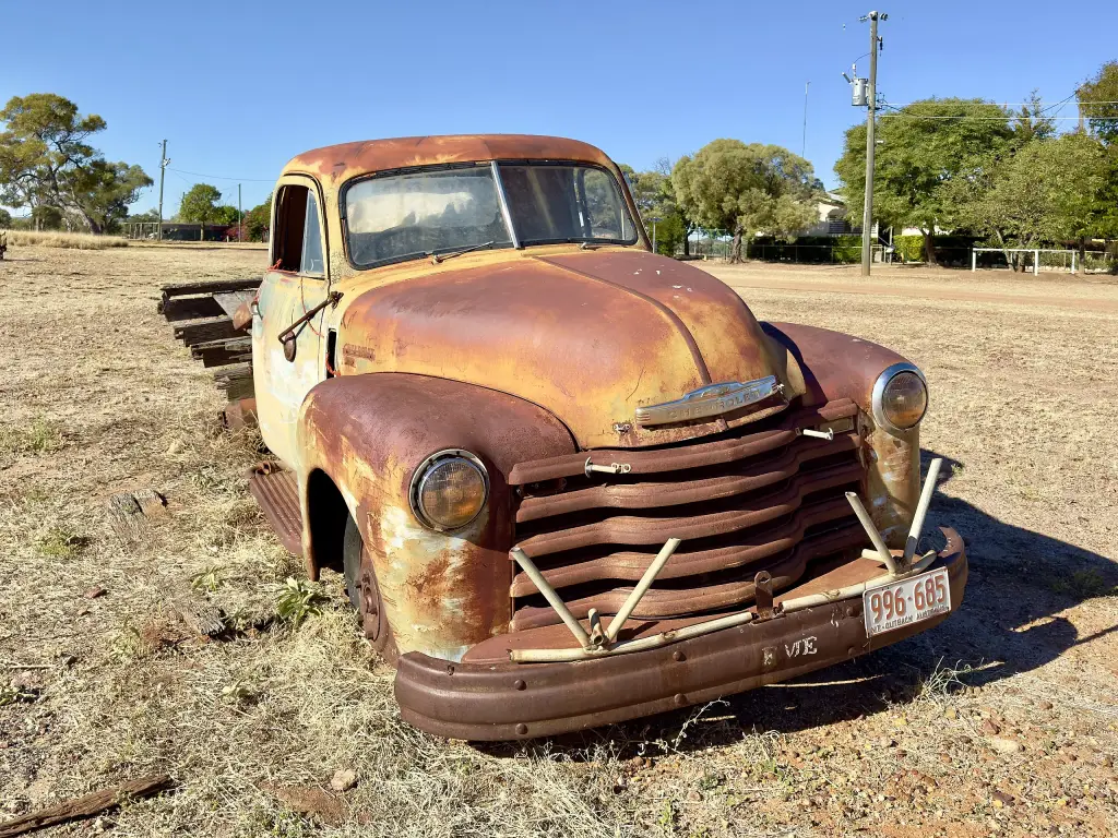 Old rusty car standing in Yaraka, Queensland